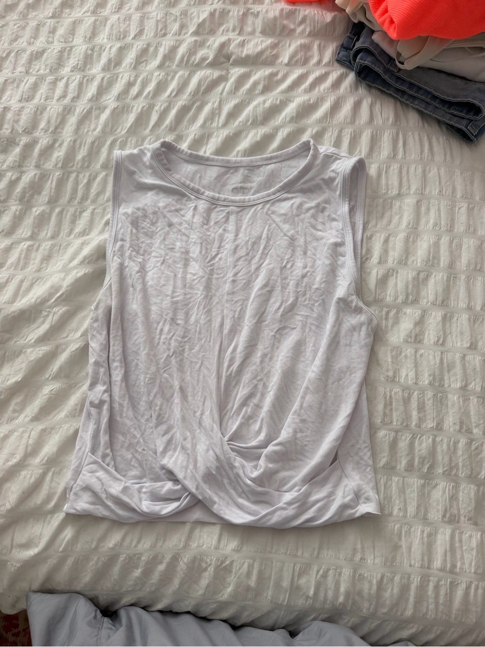 ALO Yoga White Twist-Front Tank
